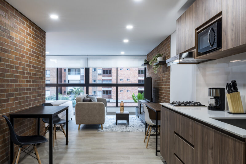 Apartamento Amoblado de 1 Habitación en Laureles, Medellín de 44mt2 en el Edificio Kyux
