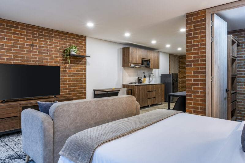 Apartamento Amoblado de 1 Habitación en Laureles, Medellín de 44mt2 en el Edificio Kyux