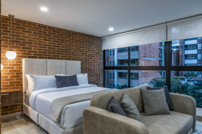 Apartamento Amoblado de 1 Habitación en Laureles, Medellín de 44mt2 en el Edificio Kyux
