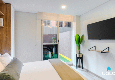 Apartamento Amoblado de 1 habitación con terraza en el Norte de Bogotá 29mt2 Edificio ONCE 94