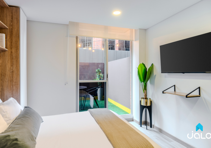 Apartamento Amoblado de 1 habitación con terraza en el Norte de Bogotá 29mt2 Edificio ONCE 94